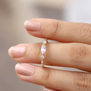 Giotto Moonstone Ring with side Moissanite Ring
