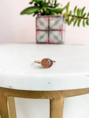 Glimmering Sunstone Gold Ring - 9