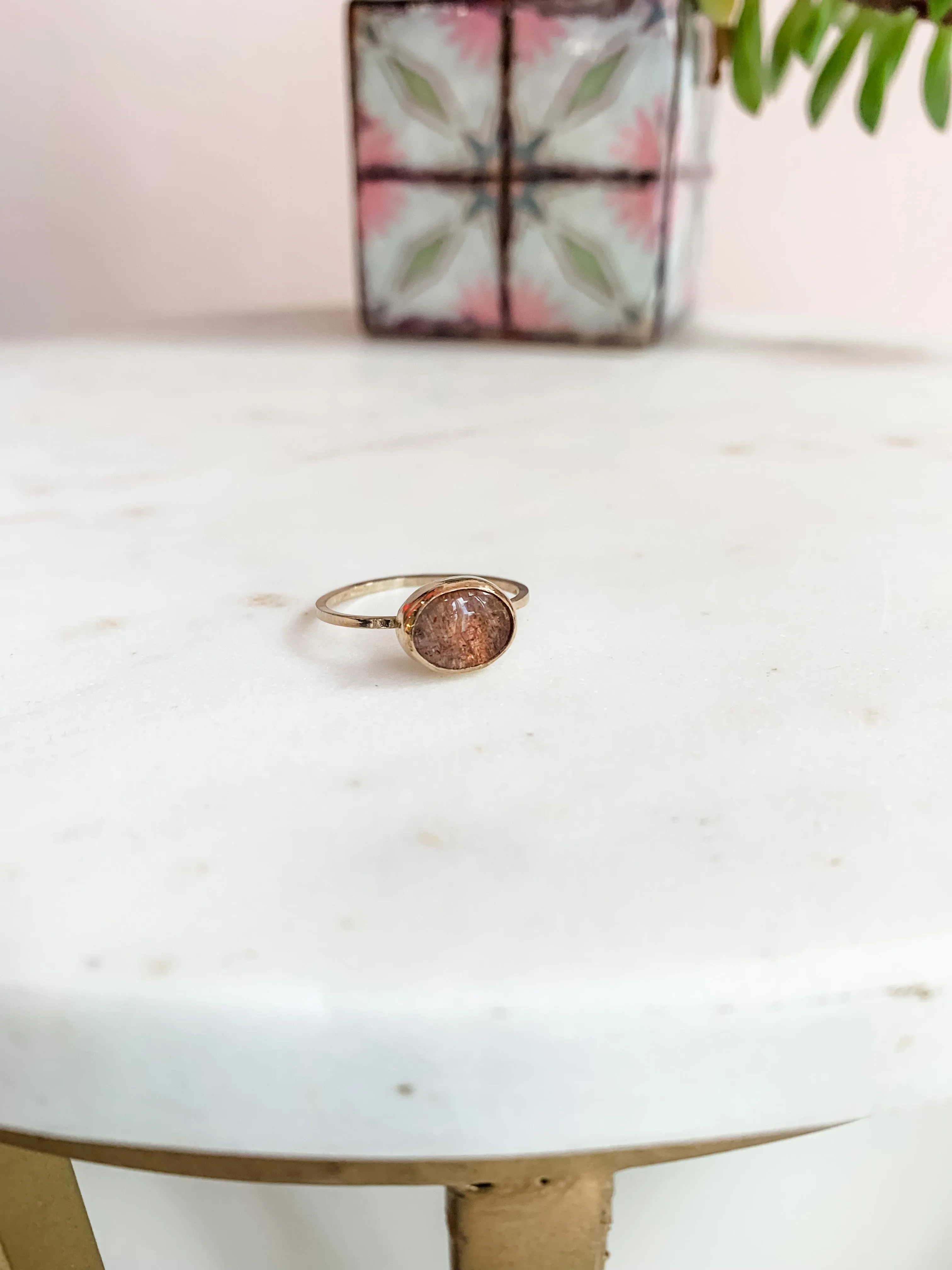 Glimmering Sunstone Gold Ring - 9