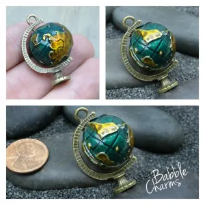 Globe charm, globe, world, Enamel charm. Alloy charm, very high quality.Perfect for jewery making and other DIY projects