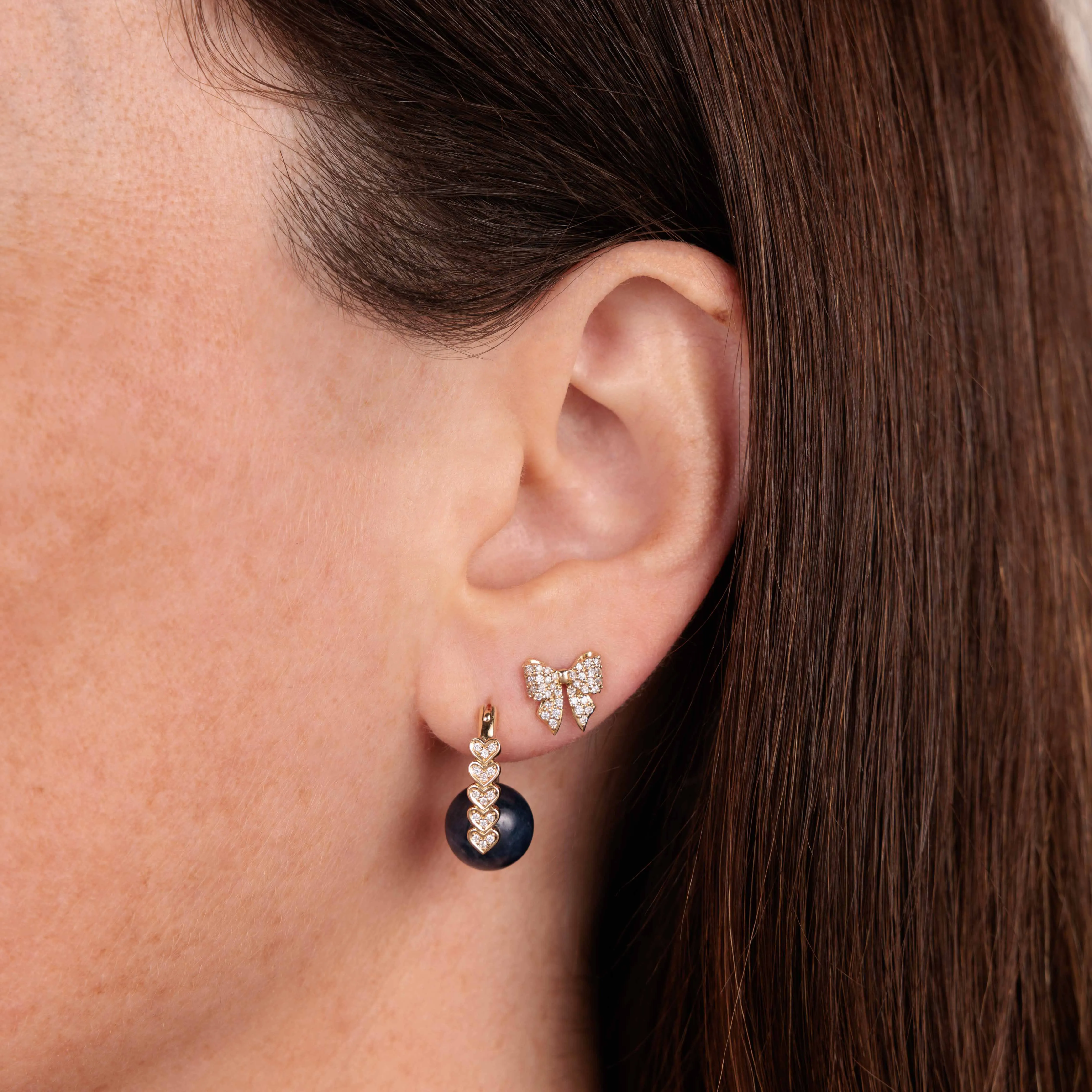 Gold & Diamond Small Bow Stud