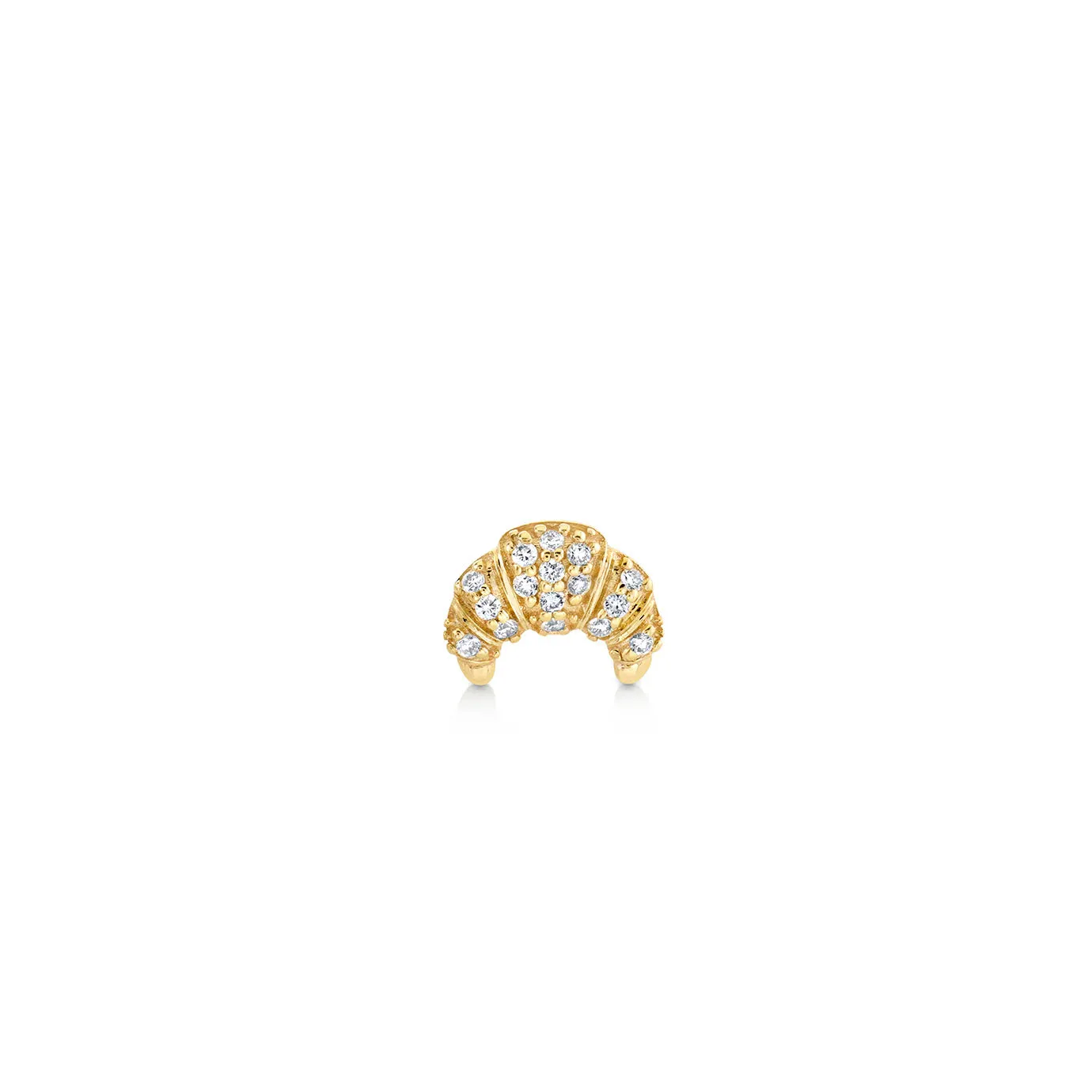 Gold & Diamond Small Croissant Stud