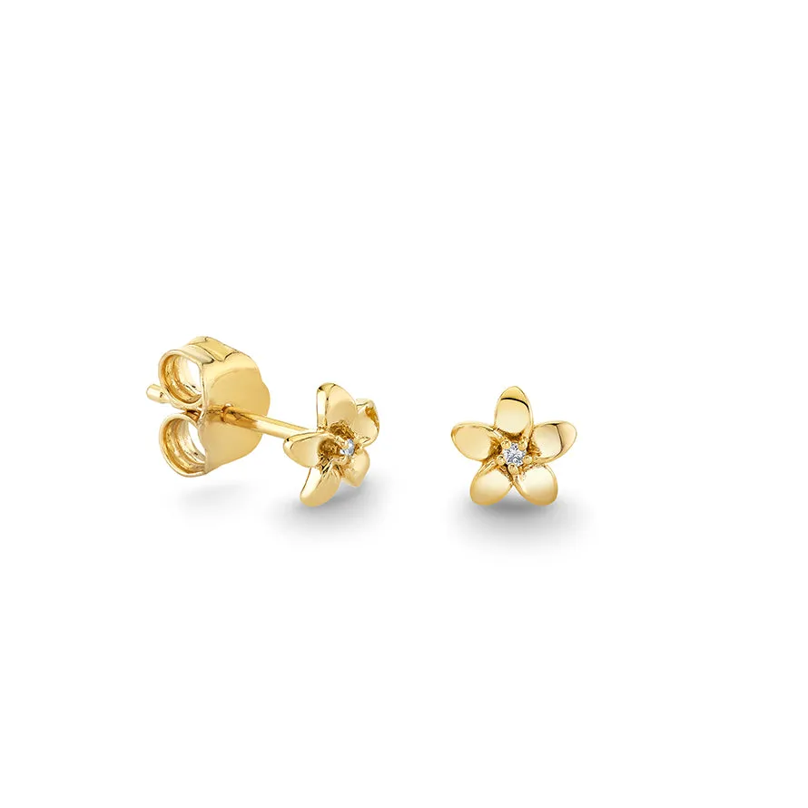 Gold & Diamond Tiny Plumeria Stud