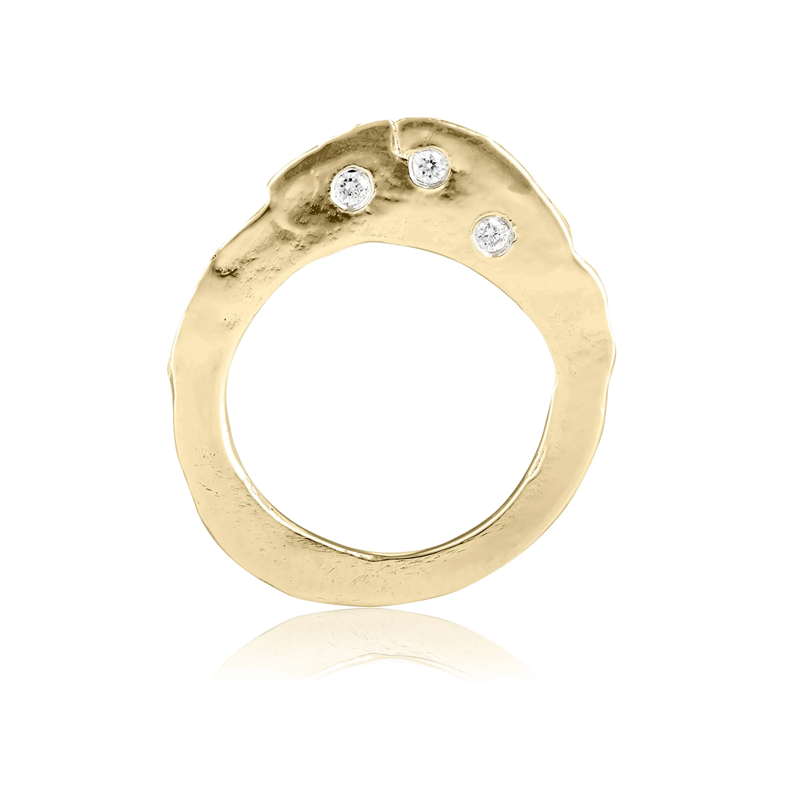 Gold & Triple Diamond Slice Ring