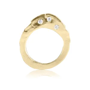 Gold & Triple Diamond Slice Ring
