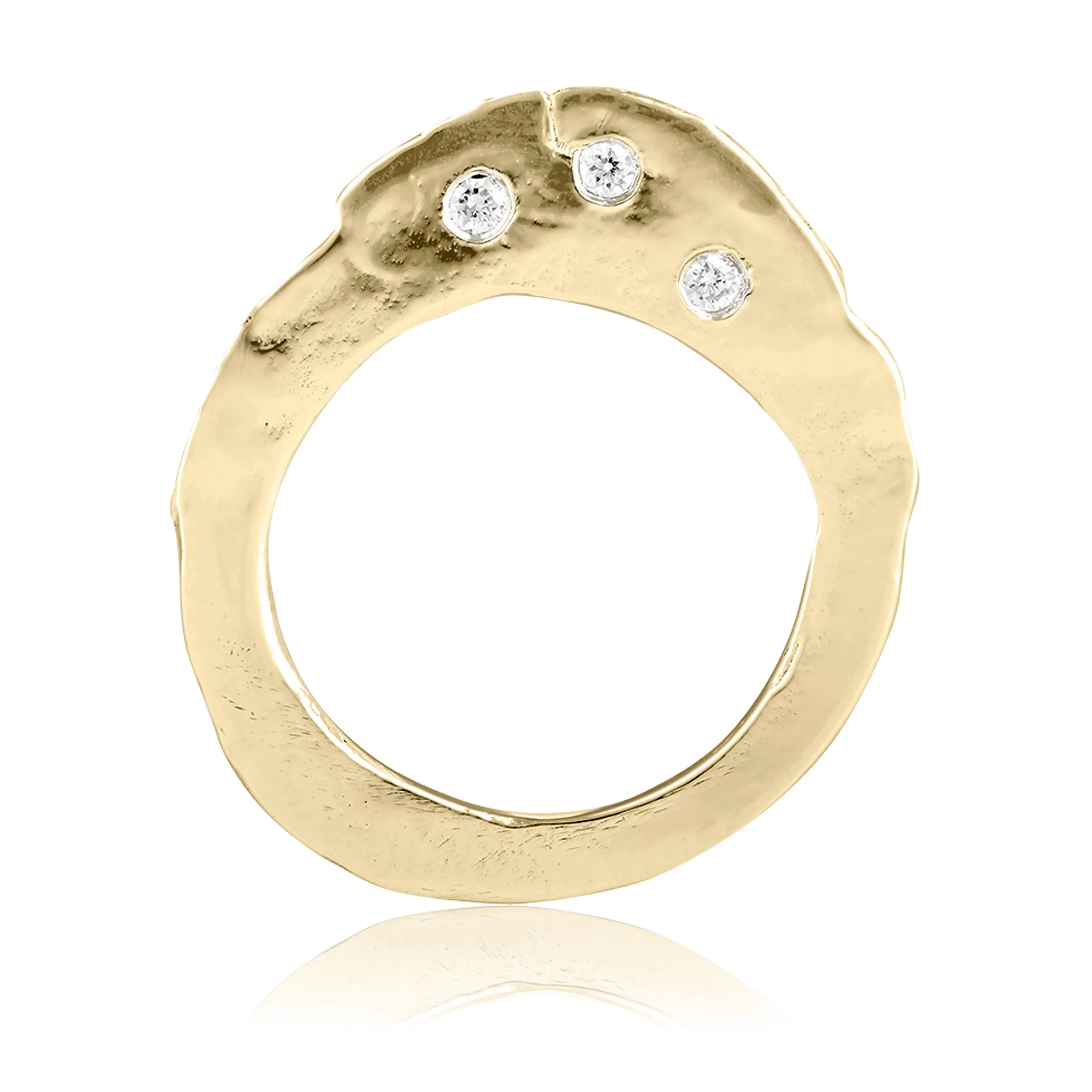 Gold & Triple Diamond Slice Ring