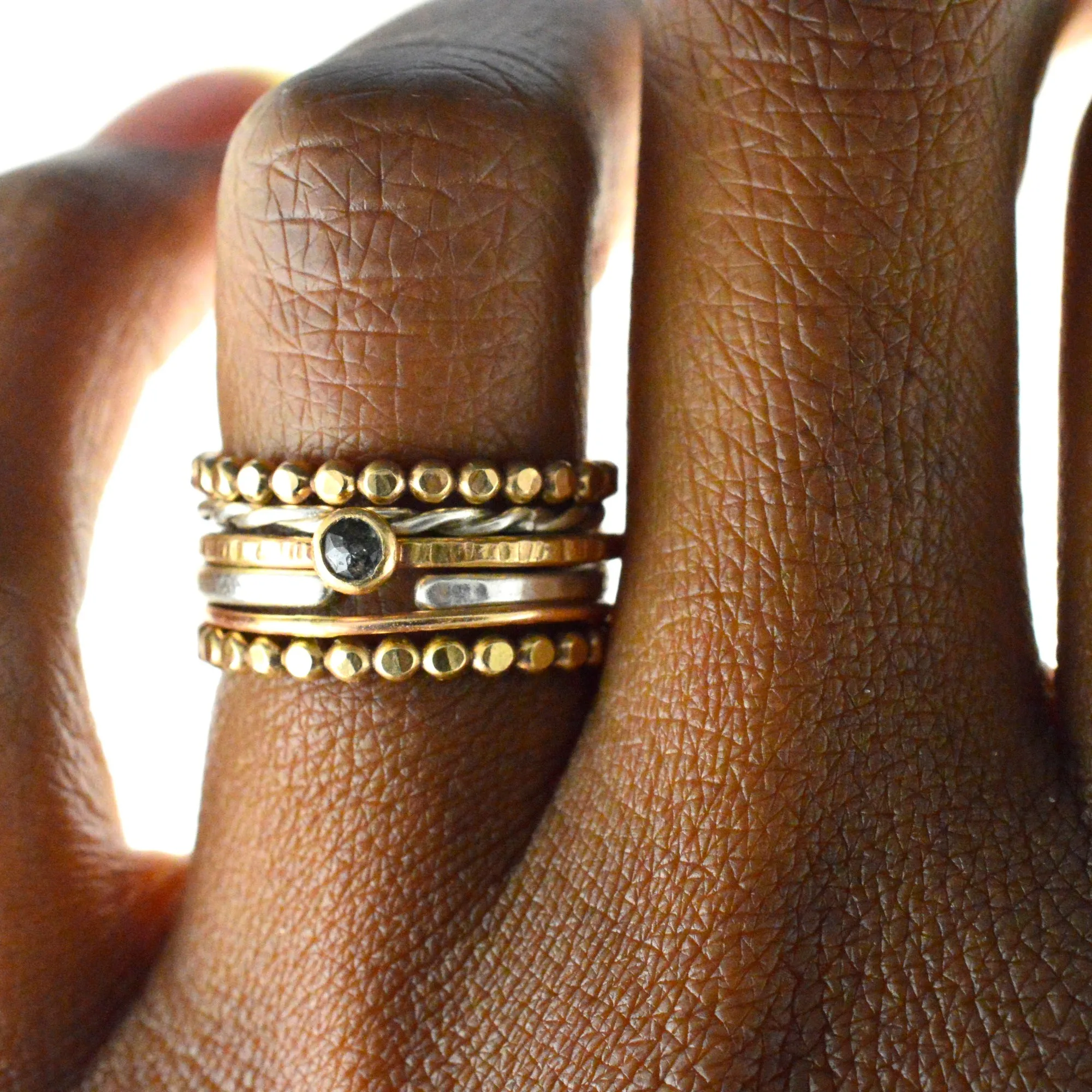 Gold Beaded Stacking Ring