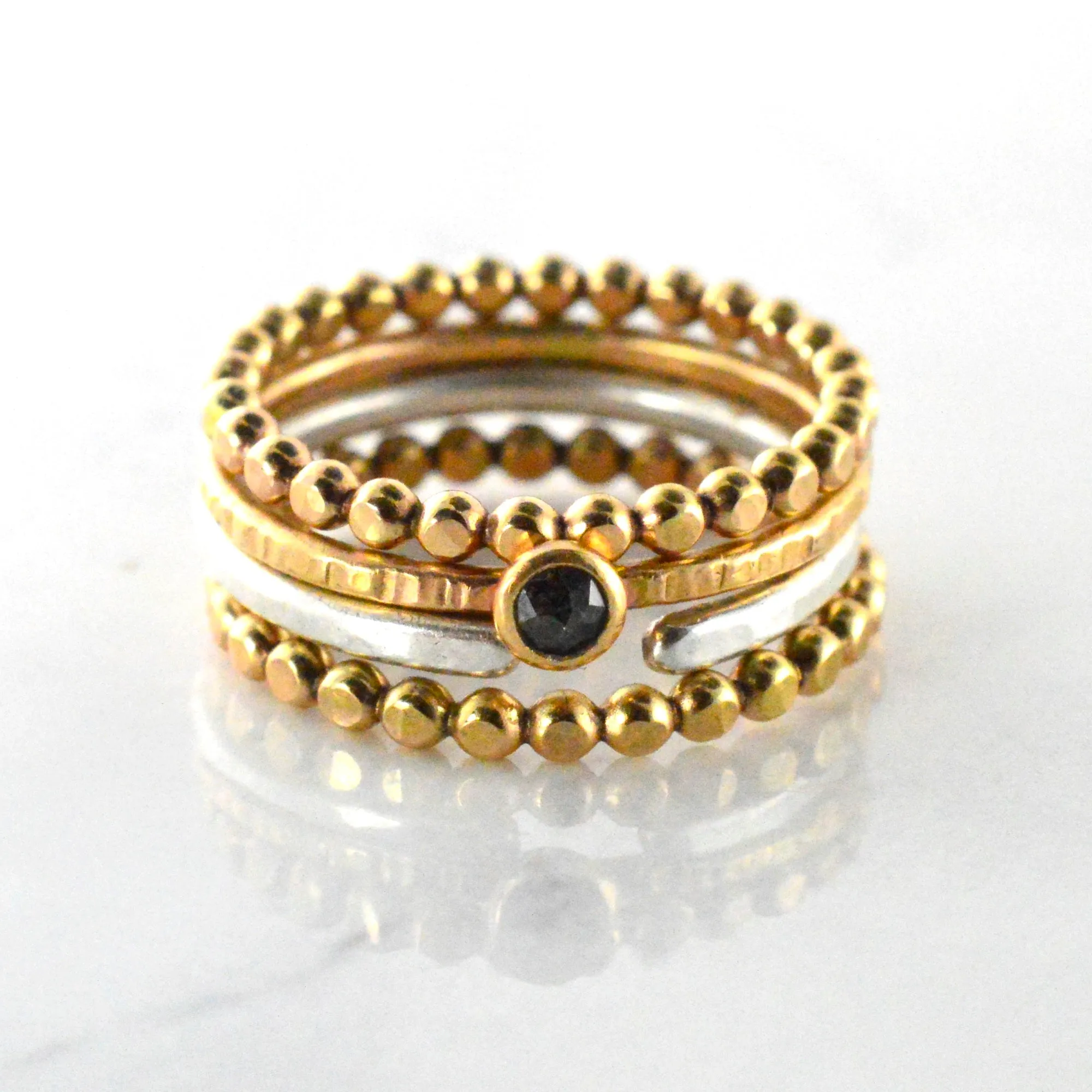 Gold Beaded Stacking Ring