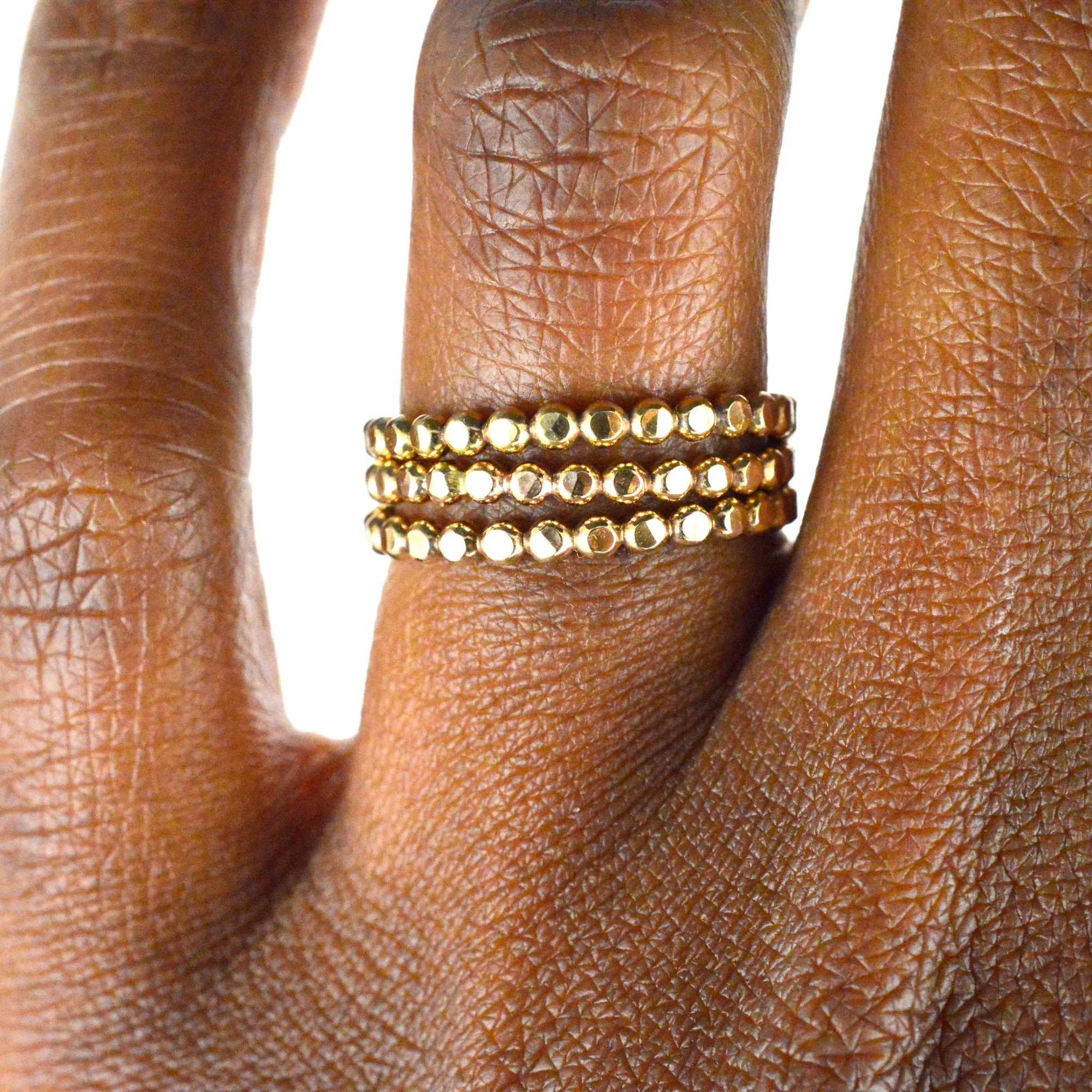 Gold Beaded Stacking Ring