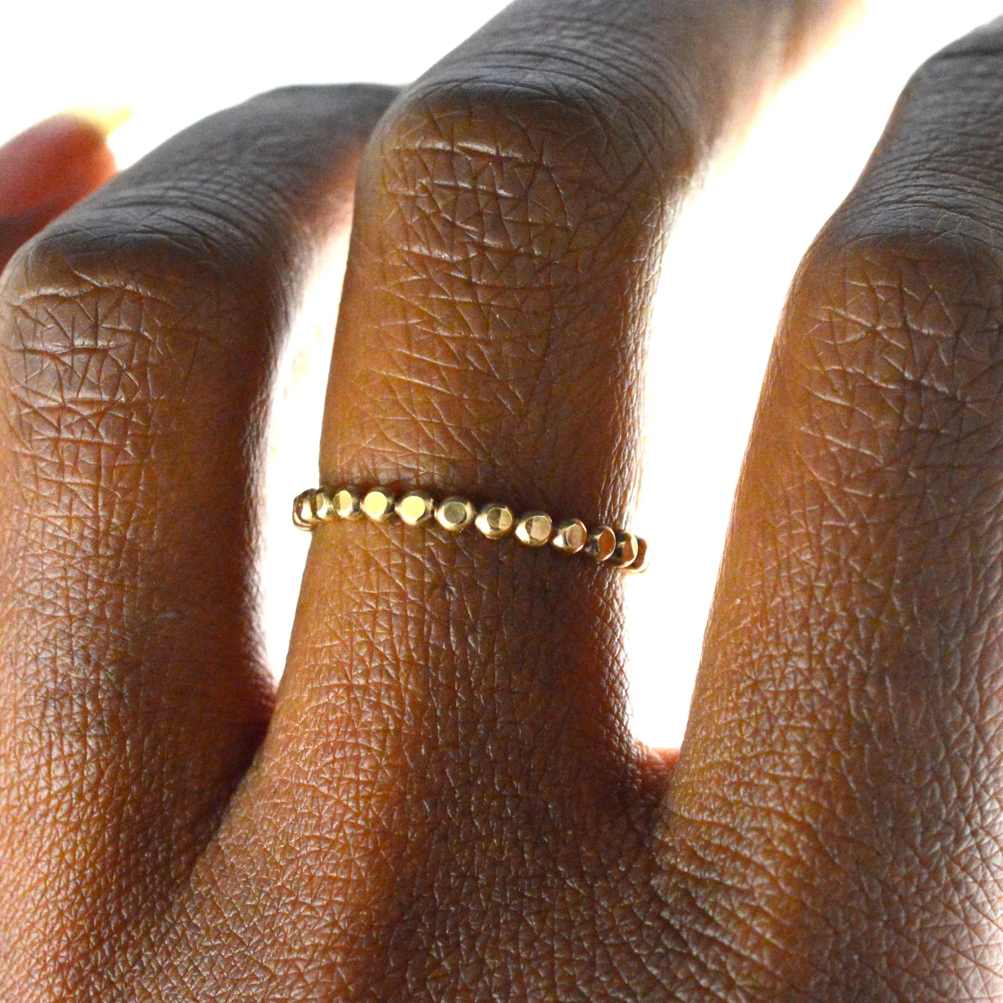 Gold Beaded Stacking Ring