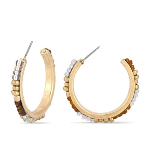 GOLD BEADS STUD EARRINGS #HNE86064GOX