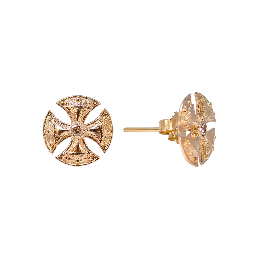 GOLD CROSS STUD EARRINGS