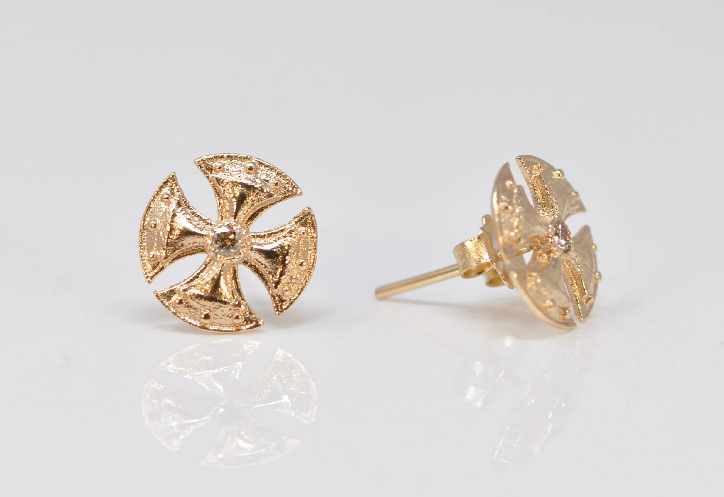 GOLD CROSS STUD EARRINGS