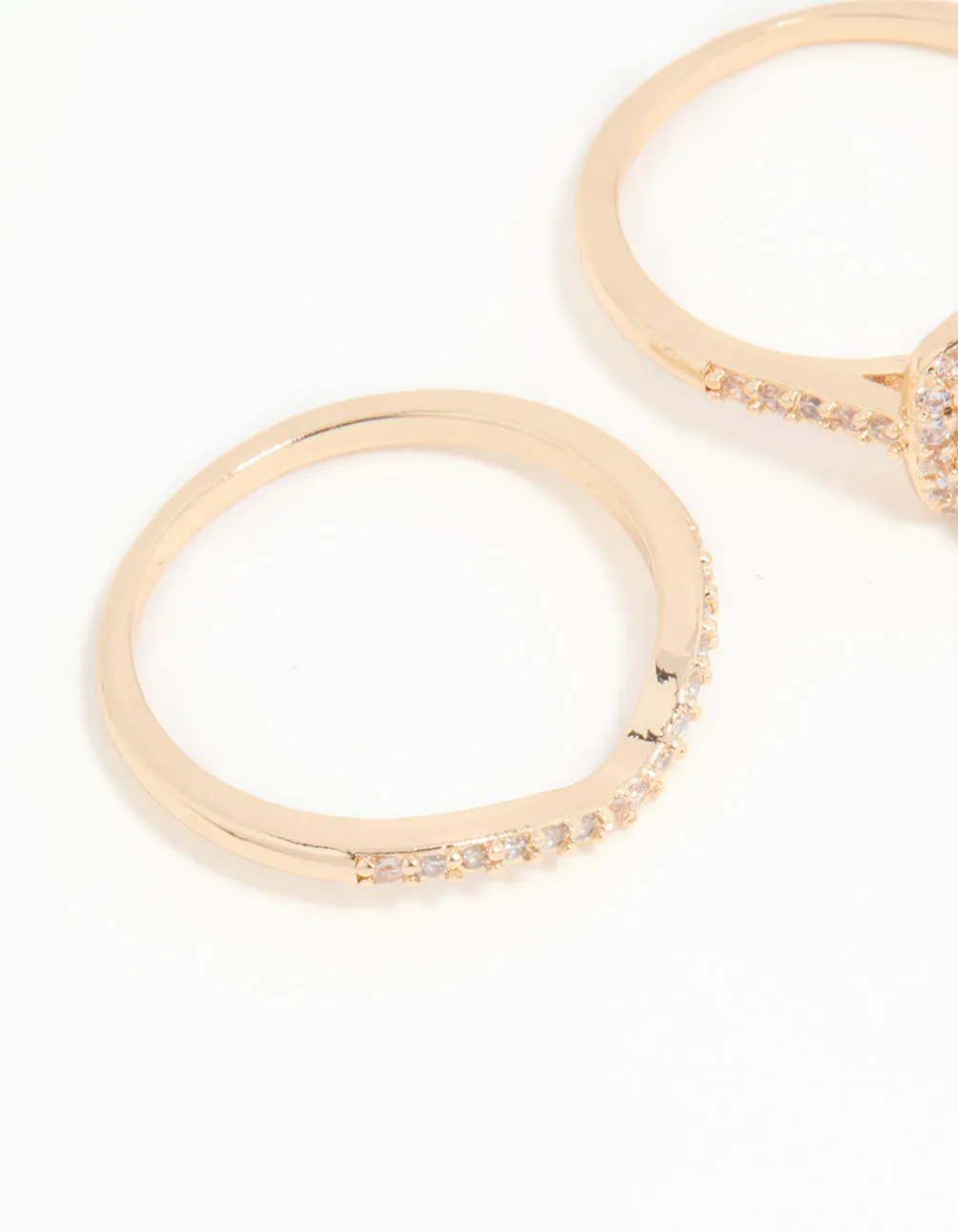 Gold Cubic Zirconia Round & Pointed Rings 3-Pack