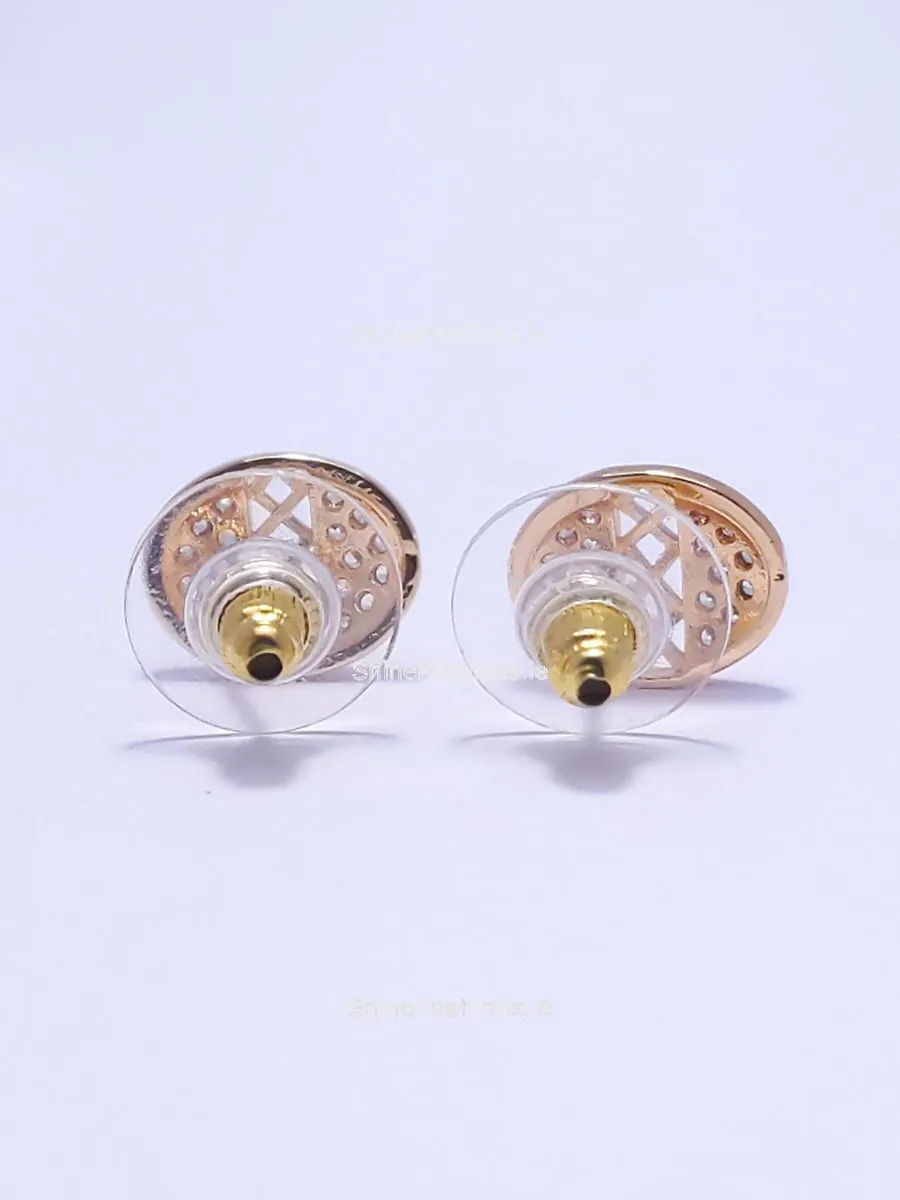 Gold Diamond Detail Stud Earrings