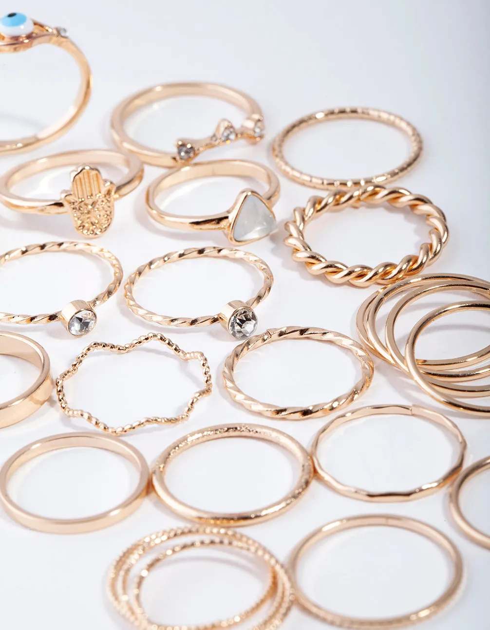 Gold Evil Eye & Hamsa Ring 24-Pack