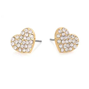 GOLD HEART CRYSTAL STUD EARRINGS #HNE86555GDCR