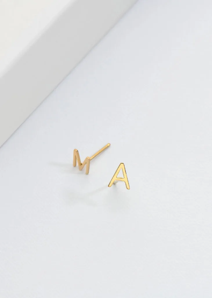 Gold Initial Stud Earrings
