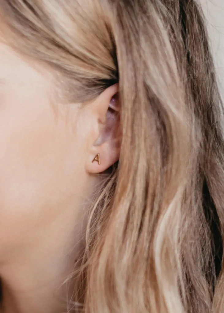 Gold Initial Stud Earrings