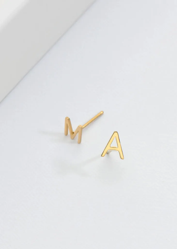 Gold Initial Stud Earrings