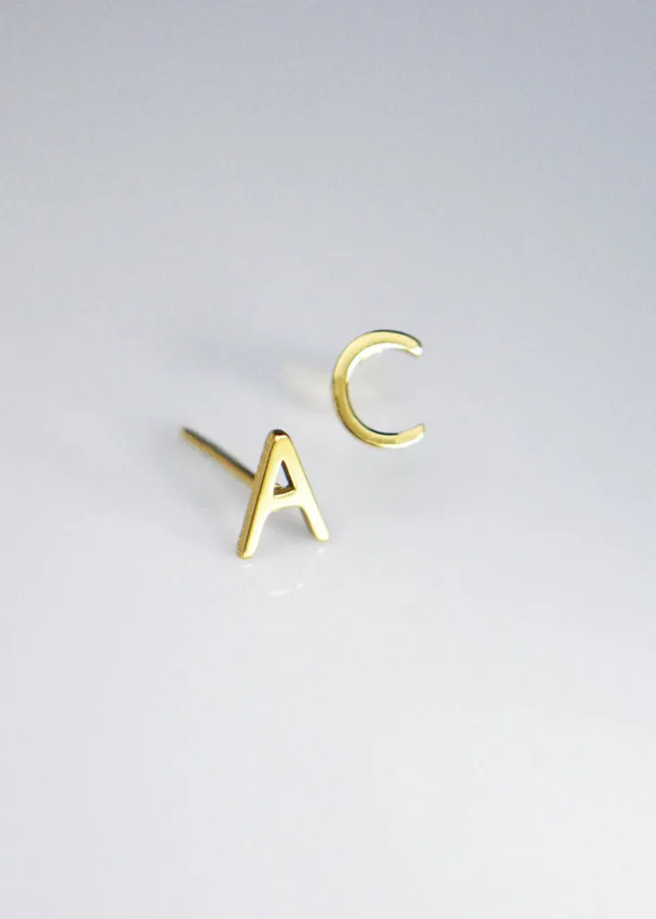 Gold Initial Stud Earrings
