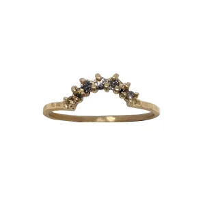 Gold Large Crown Ring With Salt & Pepper Diamonds by Sasha Walsh
