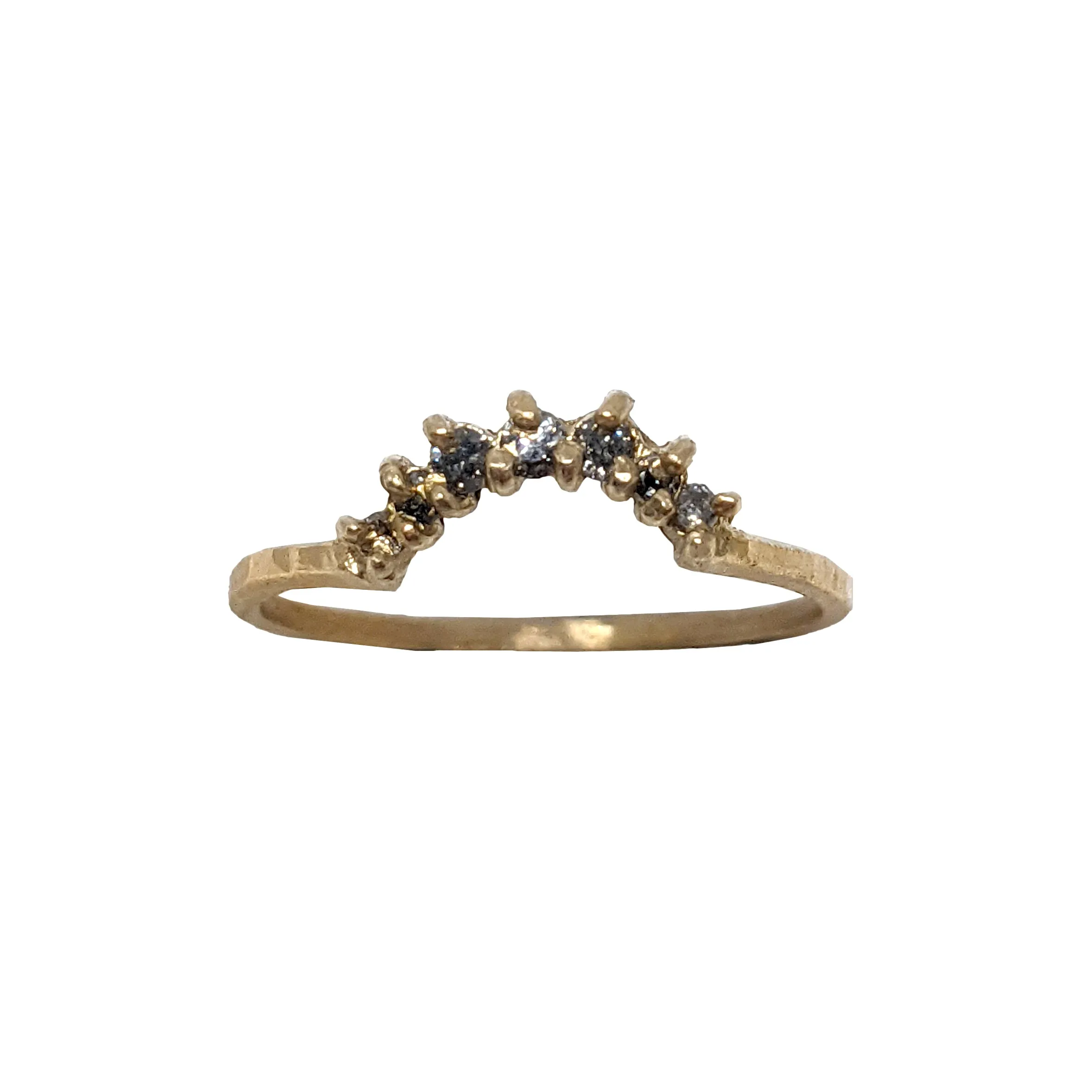 Gold Large Crown Ring With Salt & Pepper Diamonds by Sasha Walsh