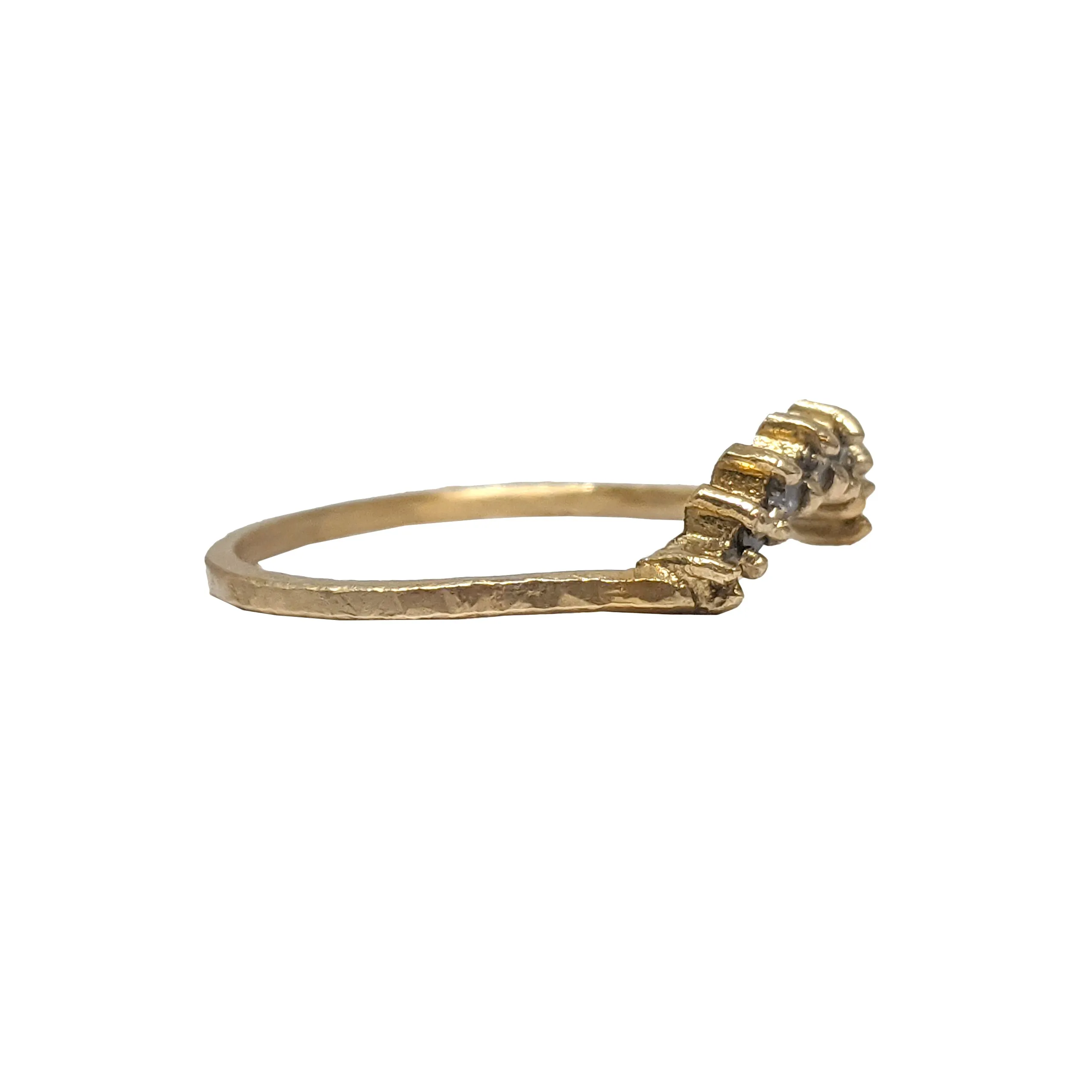 Gold Large Crown Ring With Salt & Pepper Diamonds by Sasha Walsh