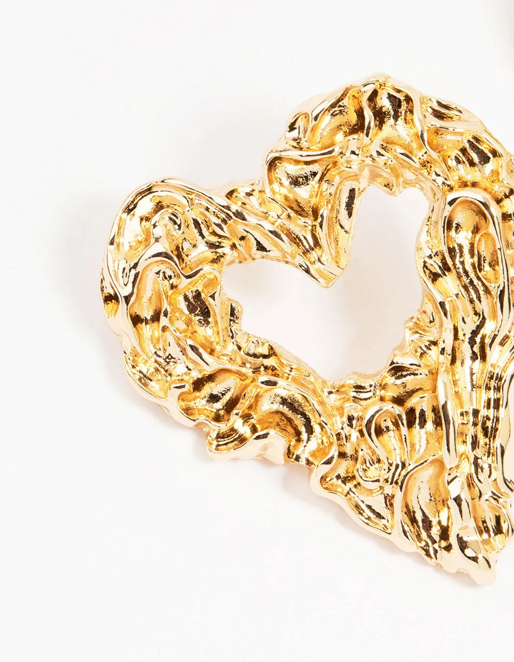 Gold Large Open Heart Stud Earrings