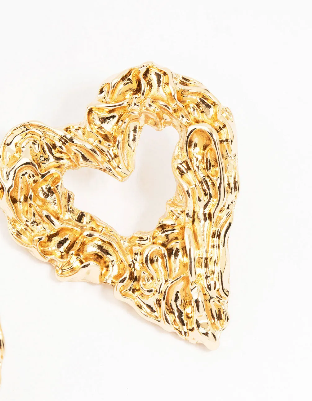 Gold Large Open Heart Stud Earrings