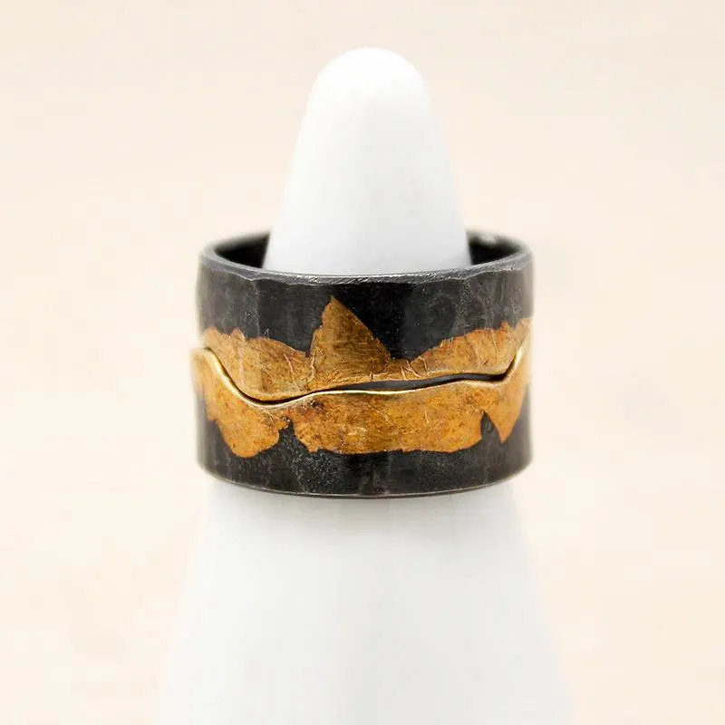 Gold Leafed Silver Split Band by Acanthus