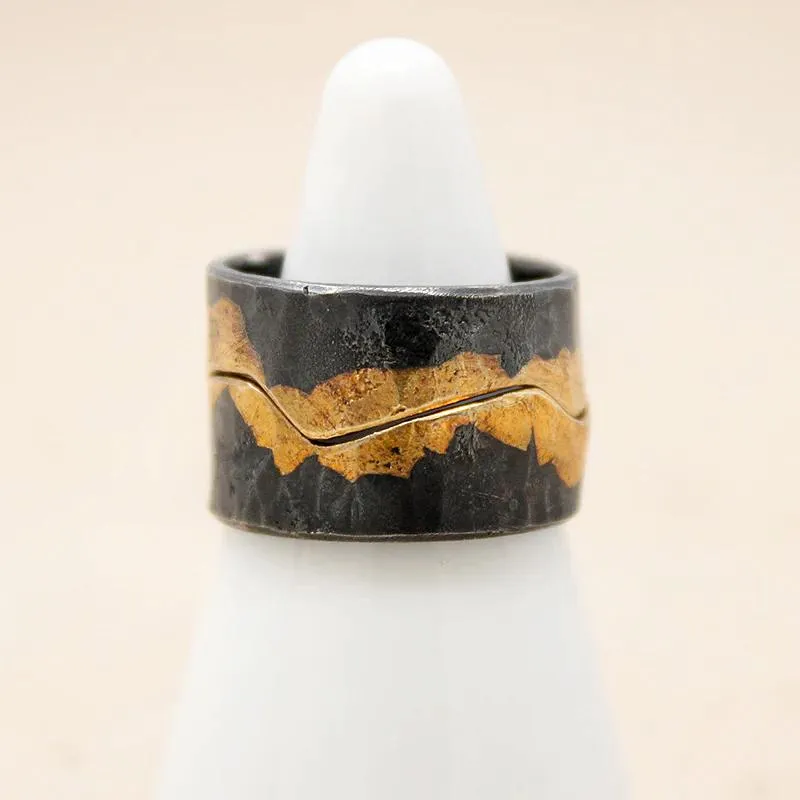 Gold Leafed Silver Split Band by Acanthus