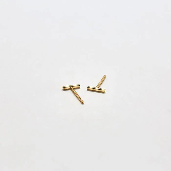 Gold Mini Bar Earrings