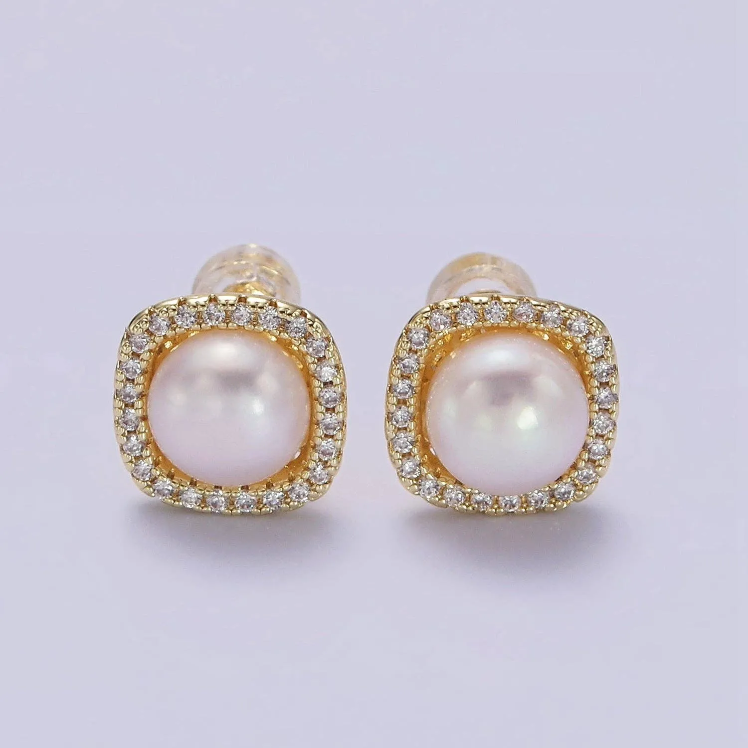 Gold Pearl Stud Earrings