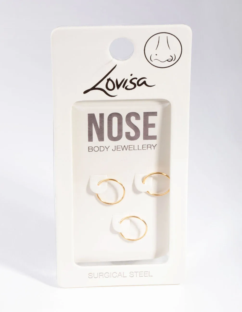 Gold Plain Nose Ring Pack