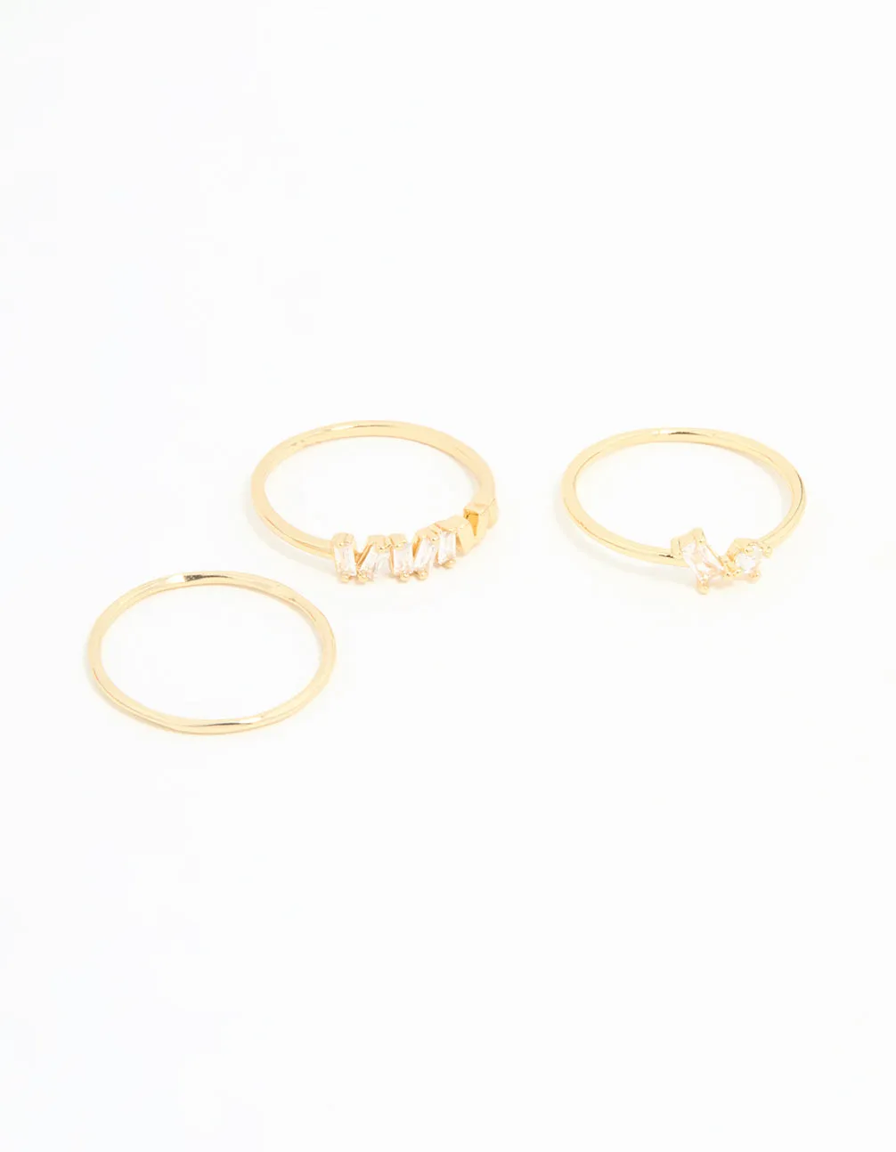 Gold Plated Baguette Stacking Rings 3-Pack