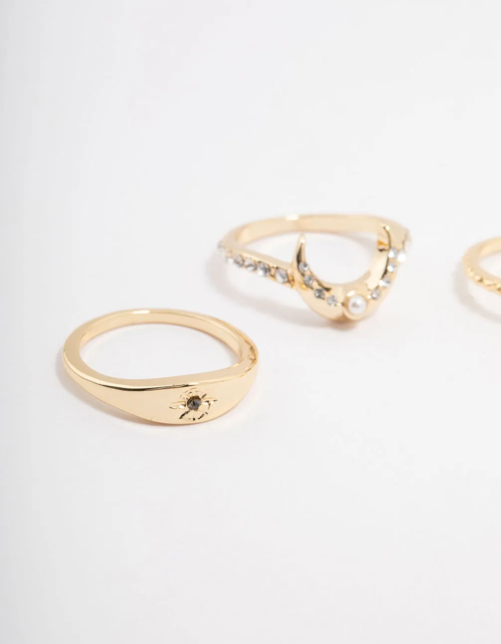 Gold Plated Celestial Pear Stacking Ring Pack