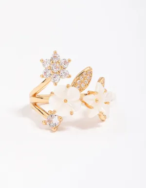 Gold Plated Floral Bouquet Ring