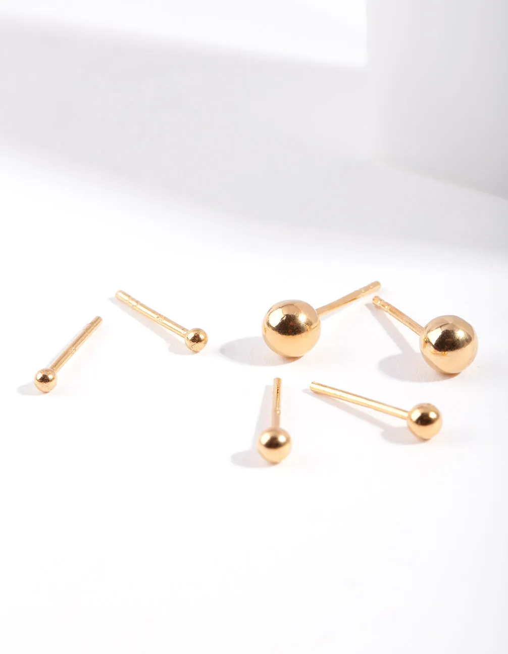 Gold Plated Sterling Silver Ball Earring Pack
