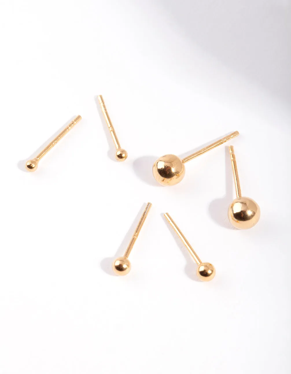 Gold Plated Sterling Silver Ball Earring Pack