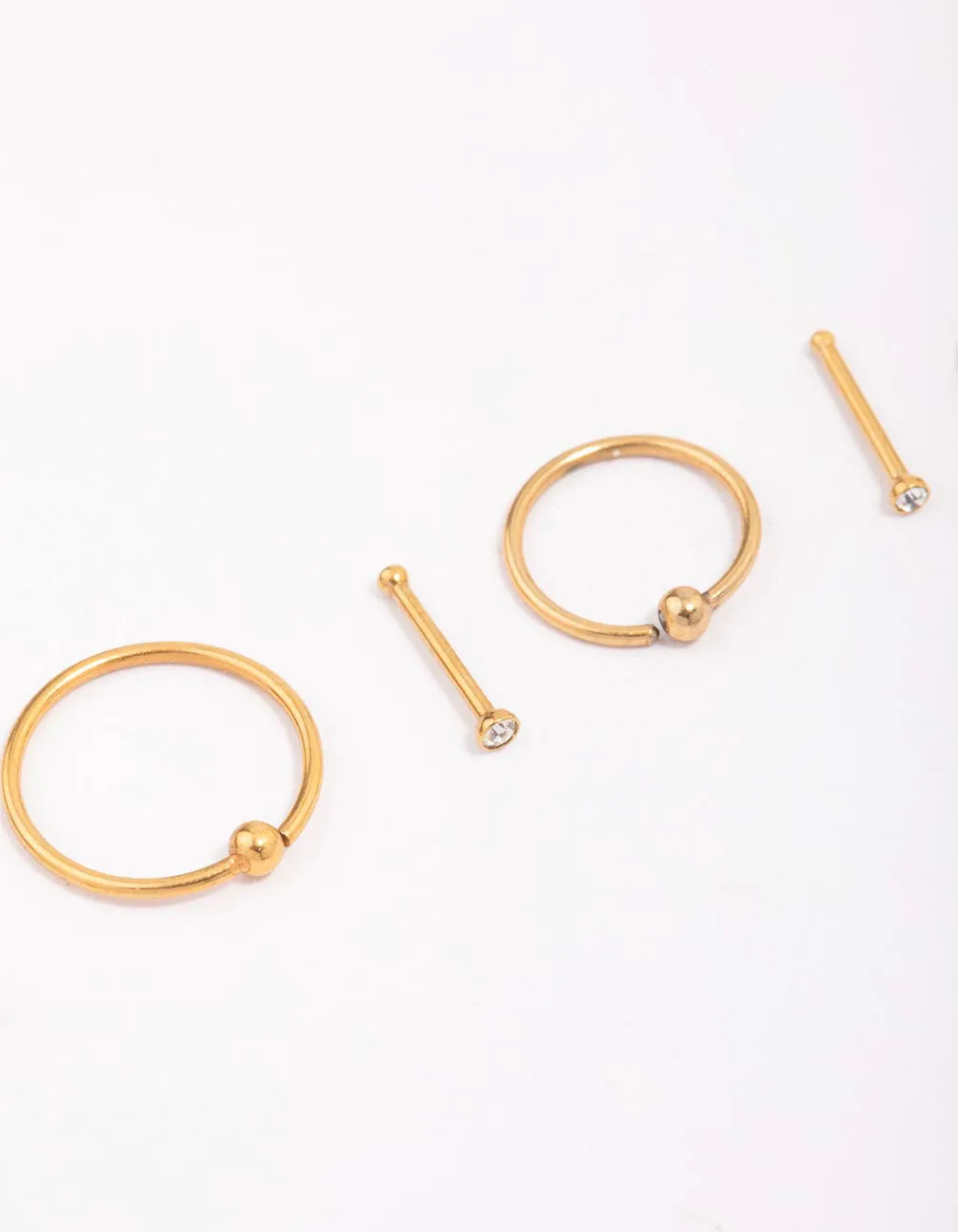 Gold Plated Surgical Steel Graduating Cubic Zirconia Nose Piercing 6-Pack
