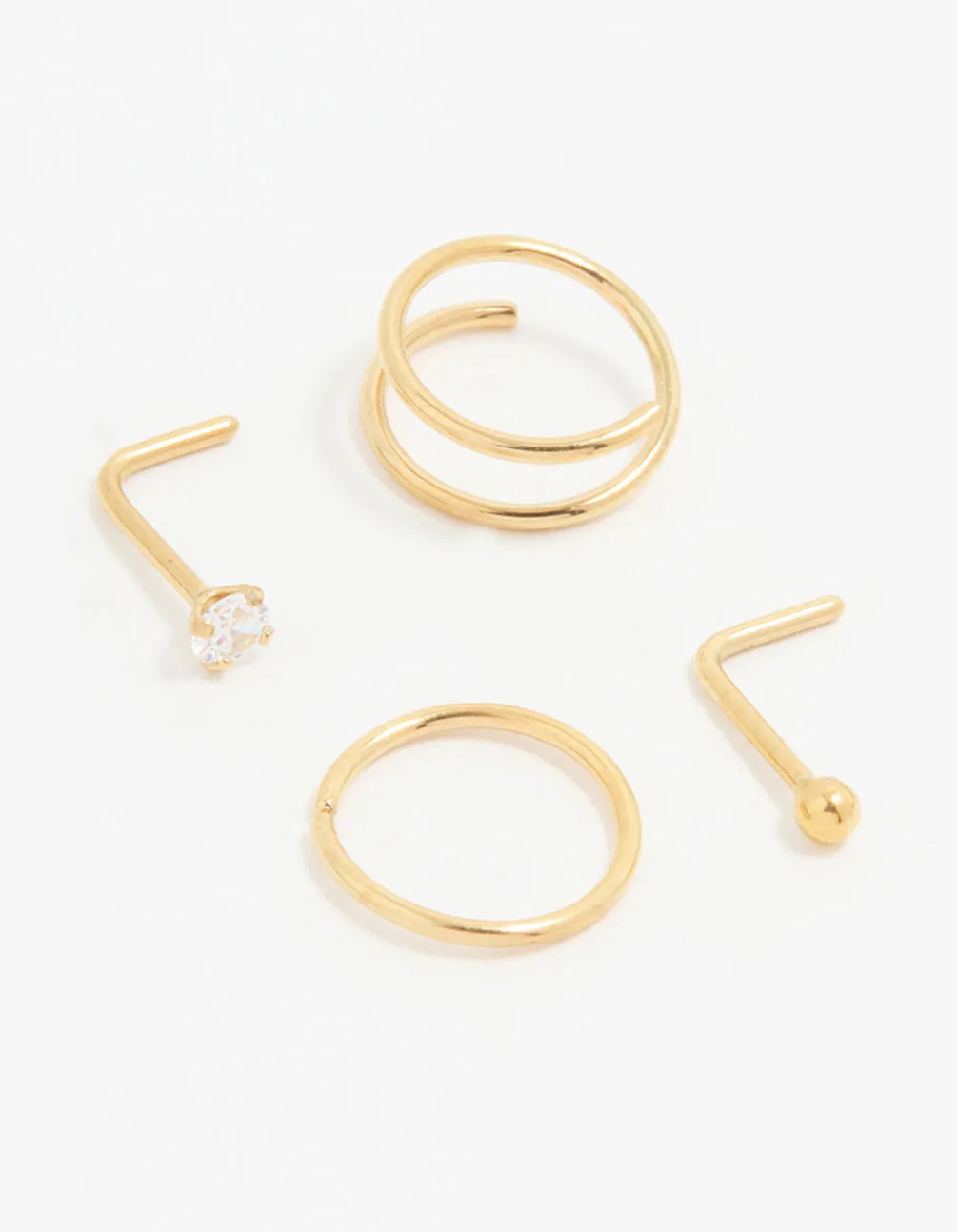 Gold Plated Surgical Steel Mixed Nose Piercing 4-Pack