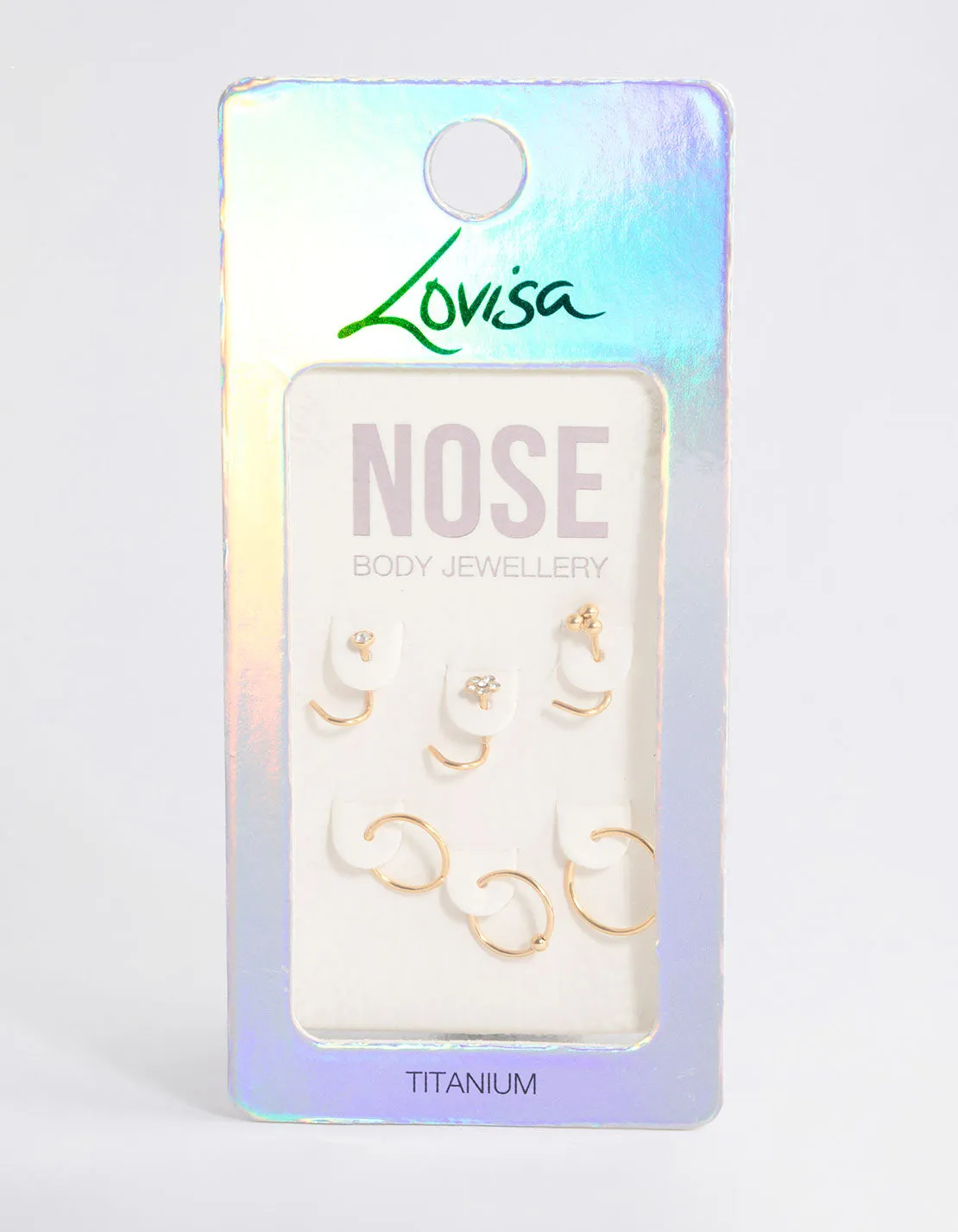 Gold Plated Titanium Ring & Hook Nose 6-Pack