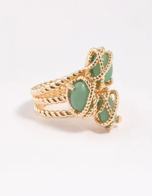 Gold Plated Wrapped Triple Stone Ring