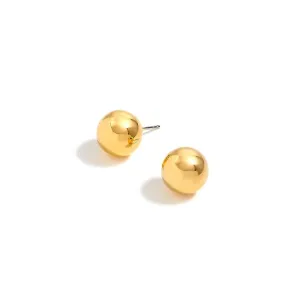 GOLD ROUND 12 MM STUD EARRINGS #SWKK-11979-12G (AD16)