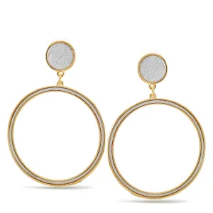 GOLD ROUND SILVER SANDED GLITTER STUD EARRINGS #SWY-18045G (RC25)