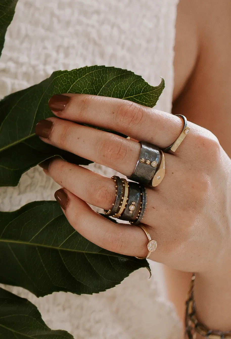 Gold Scattered Dot Stack Ring