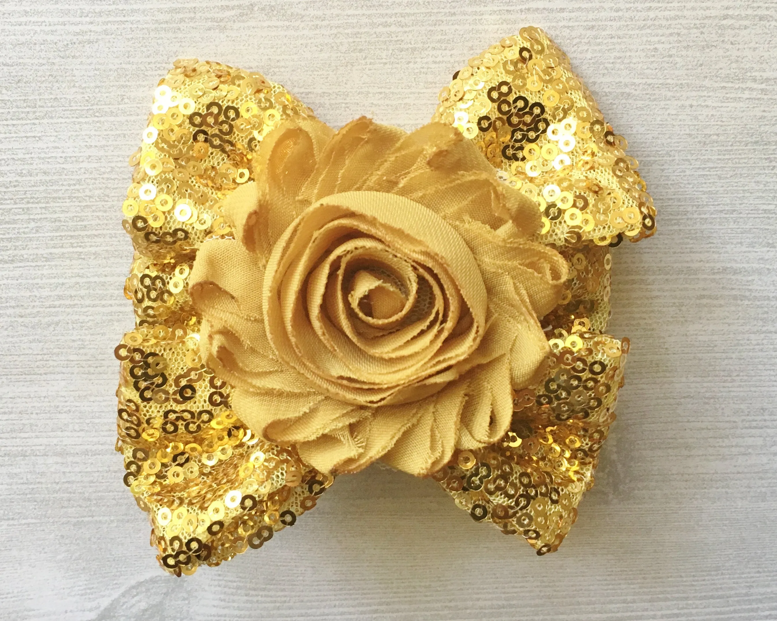 Gold Sequins Hair Bow