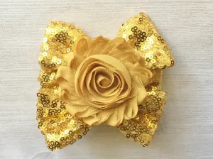 Gold Sequins Hair Bow