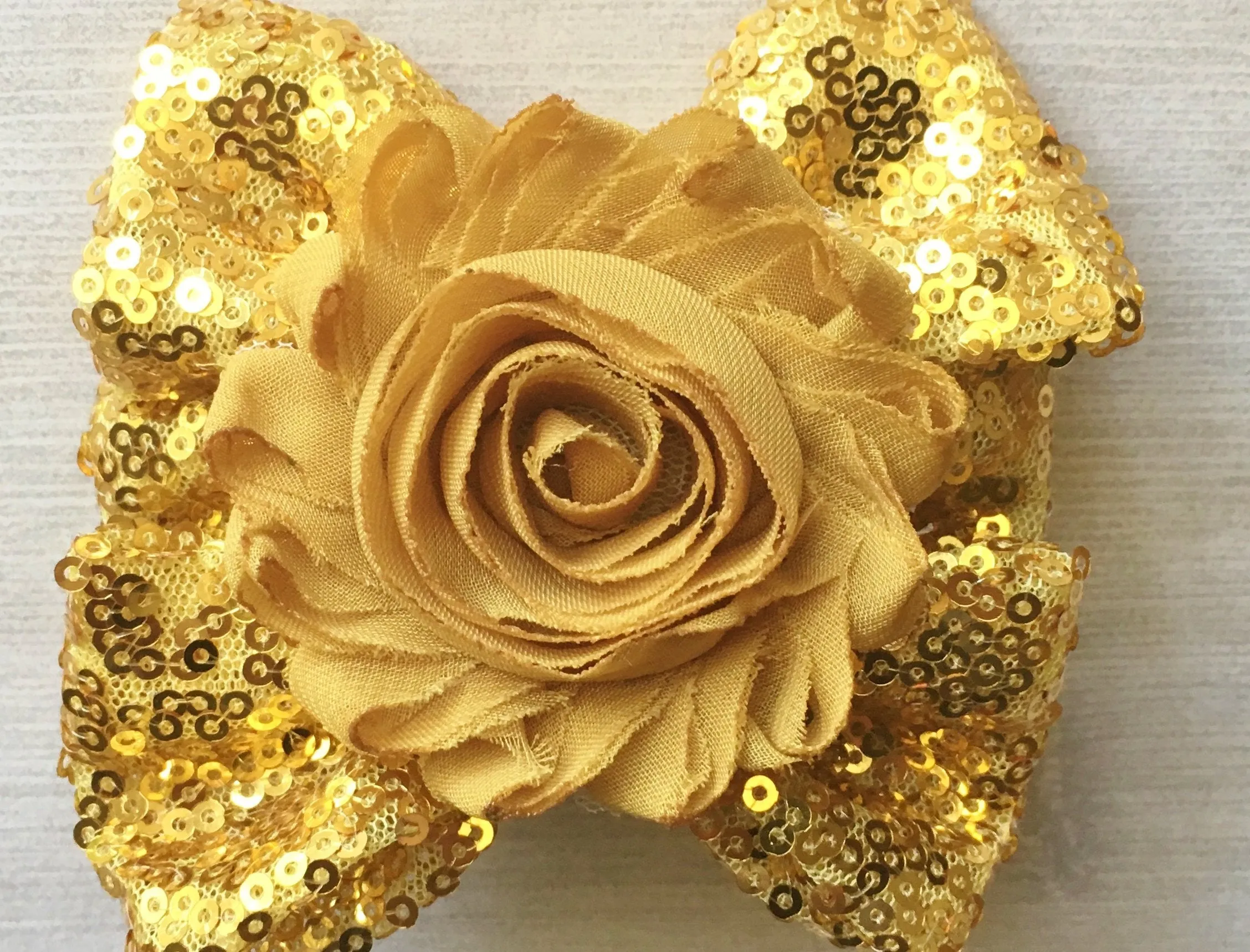 Gold Sequins Hair Bow